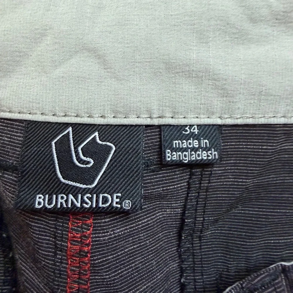 Burnside Mens Hybrid Shorts Size 34 Charcoal Grey Black Stretch Board Shorts